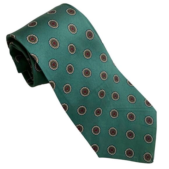 Two Vintage Green and Gold 100% Imperial Silk Neck Ties NWT - Picture 6 of 7